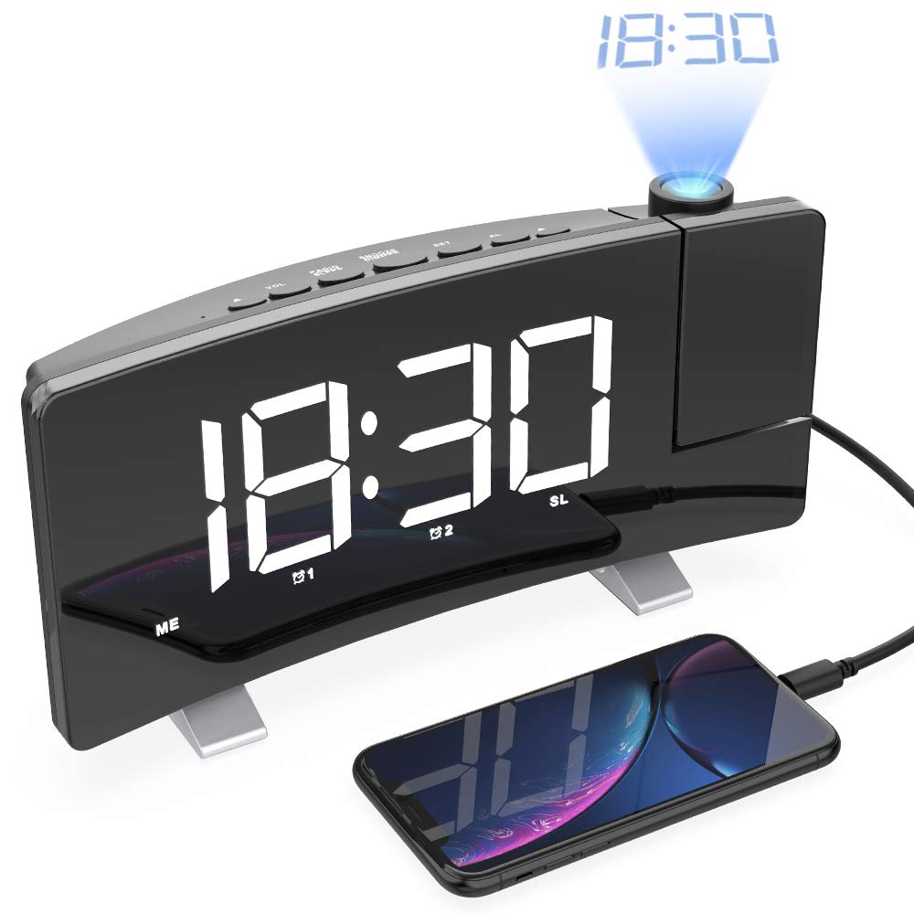Digital LED Light Projection Alarm With Wireless Phone Charger - Shop Simplio